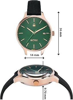 Buy UNITED COLORS OF BENETTON Womens 36 mm Green Dial Vegan Strap